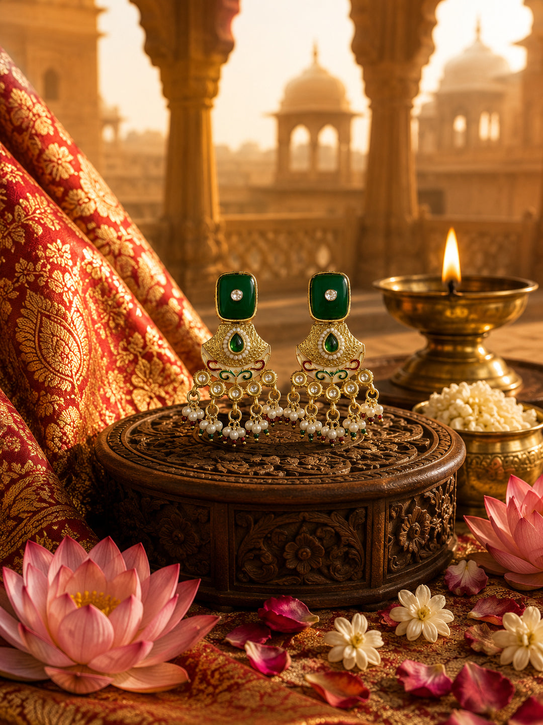 Venyora RUH Gold-Plated Drop Earrings – Pastel Green