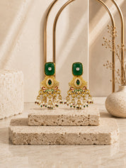 Venyora RUH Gold-Plated Drop Earrings – Pastel Green