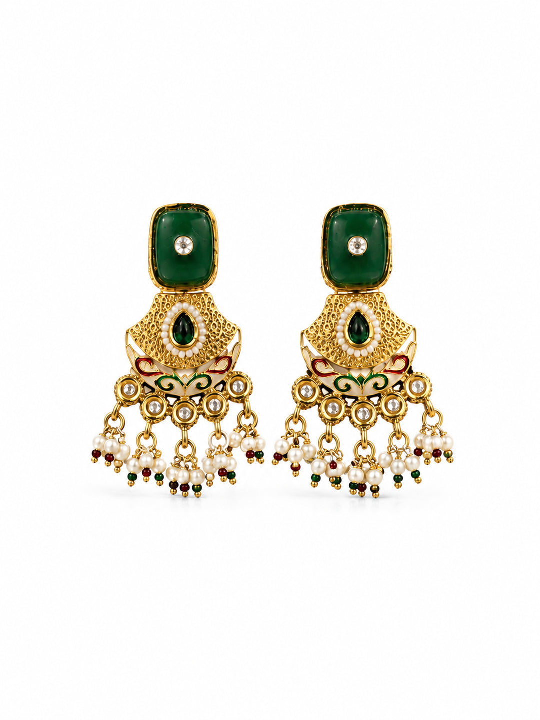 Venyora RUH Gold-Plated Drop Earrings – Pastel Green