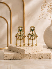 Venyora RUKSHMANI Gold-Plated Drop Earrings – Green