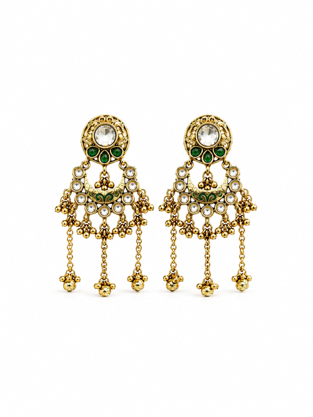 Venyora RUKSHMANI Gold-Plated Drop Earrings – Green