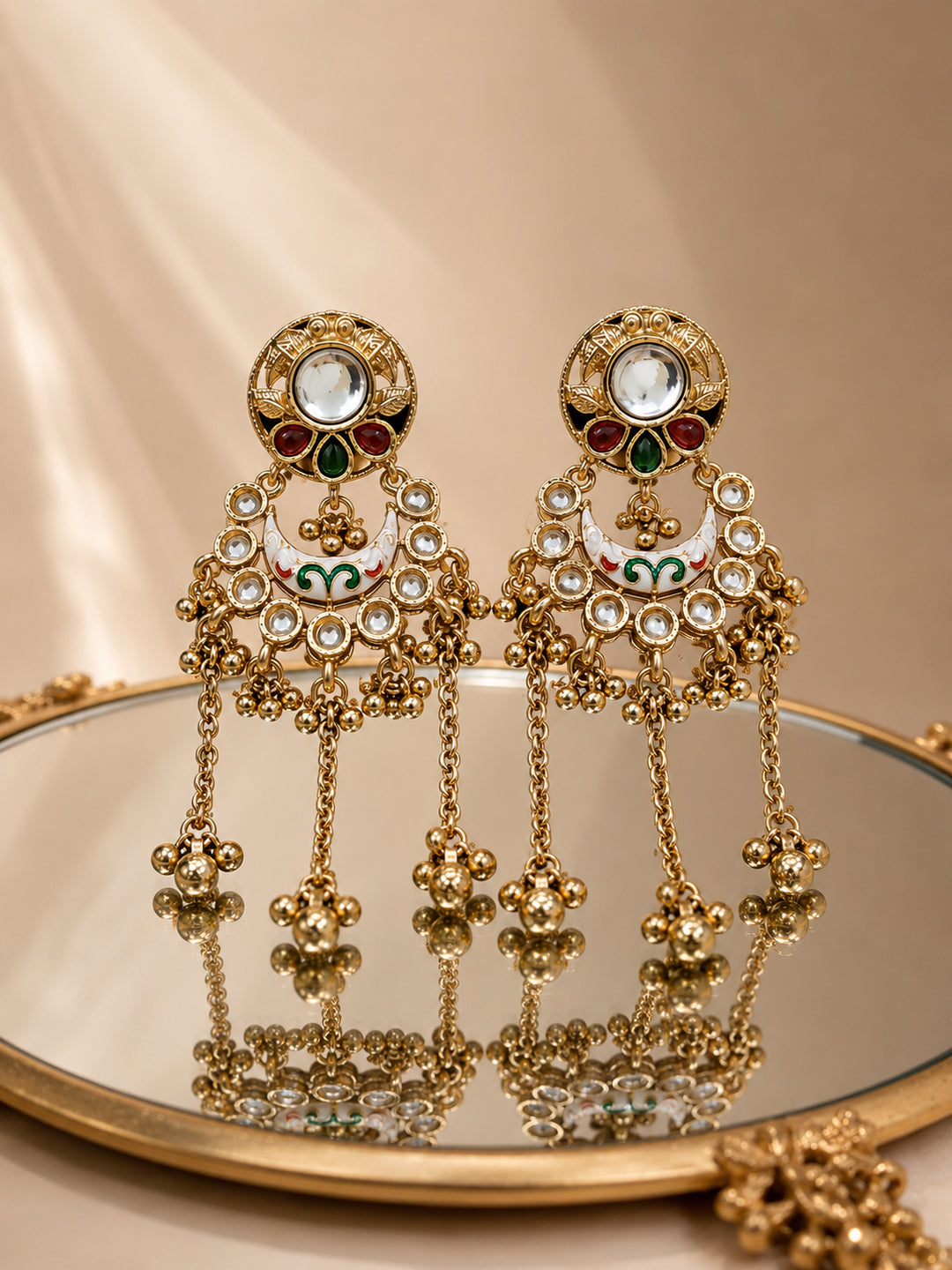 Venyora RUKSHMANI Gold-Plated Drop Earrings – White