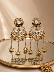 Venyora RUKSHMANI Gold-Plated Drop Earrings – White