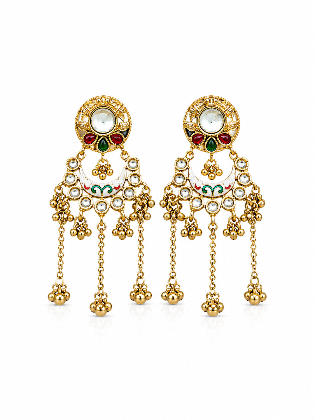 Venyora RUKSHMANI Gold-Plated Drop Earrings – White