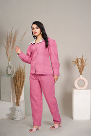 Dark Pink Cotton Top and Trouser Co-Ord Set