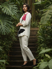 Organic White Floral Appliqué Co-ord Set in Cotton Flex