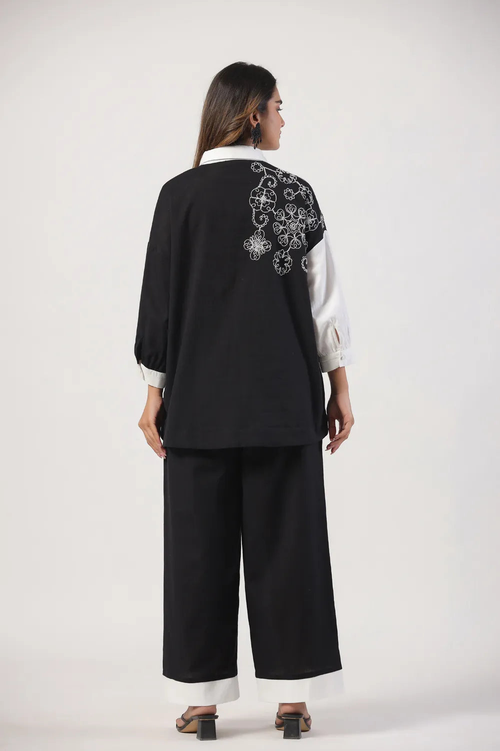 Black & White Embroidered Cotton Co-Ord set