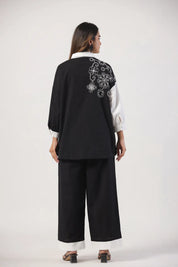 Black & White Embroidered Cotton Co-Ord set