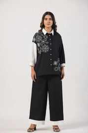 Black & White Embroidered Cotton Co-Ord set