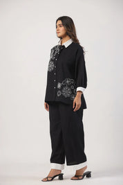 Black & White Embroidered Cotton Co-Ord set