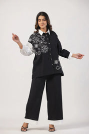 Black & White Embroidered Cotton Co-Ord set