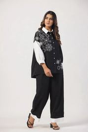 Black & White Embroidered Cotton Co-Ord set
