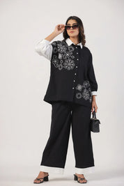 Black & White Embroidered Cotton Co-Ord set