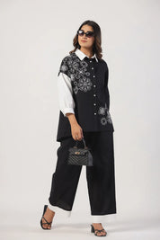 Black & White Embroidered Cotton Co-Ord set