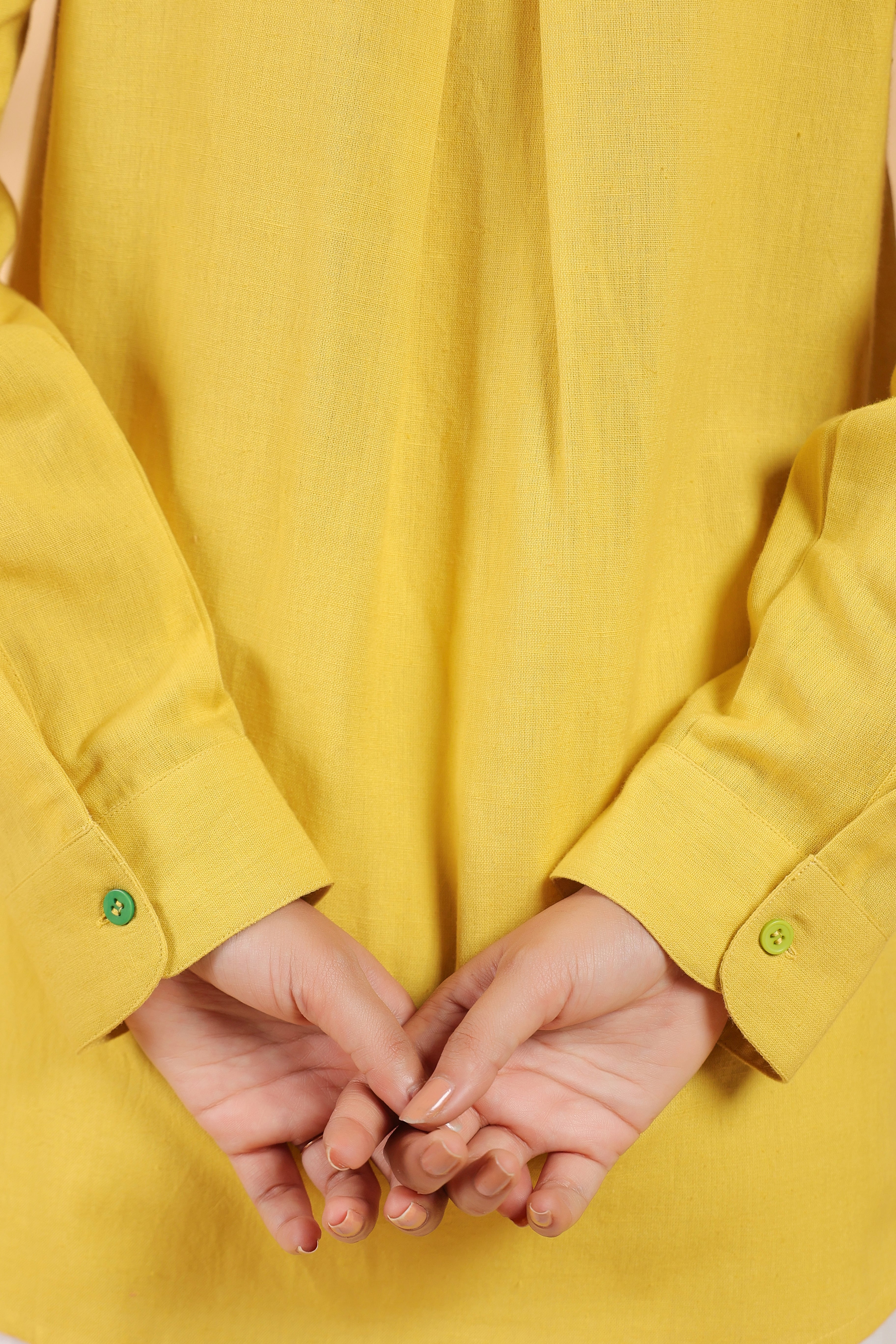 Sunflower Yellow Cotton Flex Shirt with Embroidered