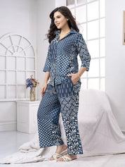Blue & White Patchwork Cotton Co-ord Set