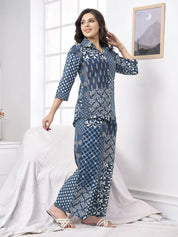 Blue & White Patchwork Cotton Co-ord Set