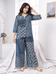 Blue & White Patchwork Cotton Co-ord Set