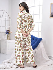 White Floral Block Cotton Co-ord Set