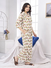 White Floral Block Cotton Co-ord Set