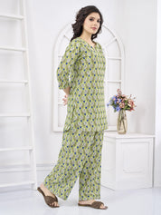 Green Floral Print Cotton Co-ord Set