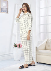 White & Black Checkered Oversized Cotton Co-ord Set