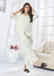 White & Black Checkered Oversized Cotton Co-ord Set