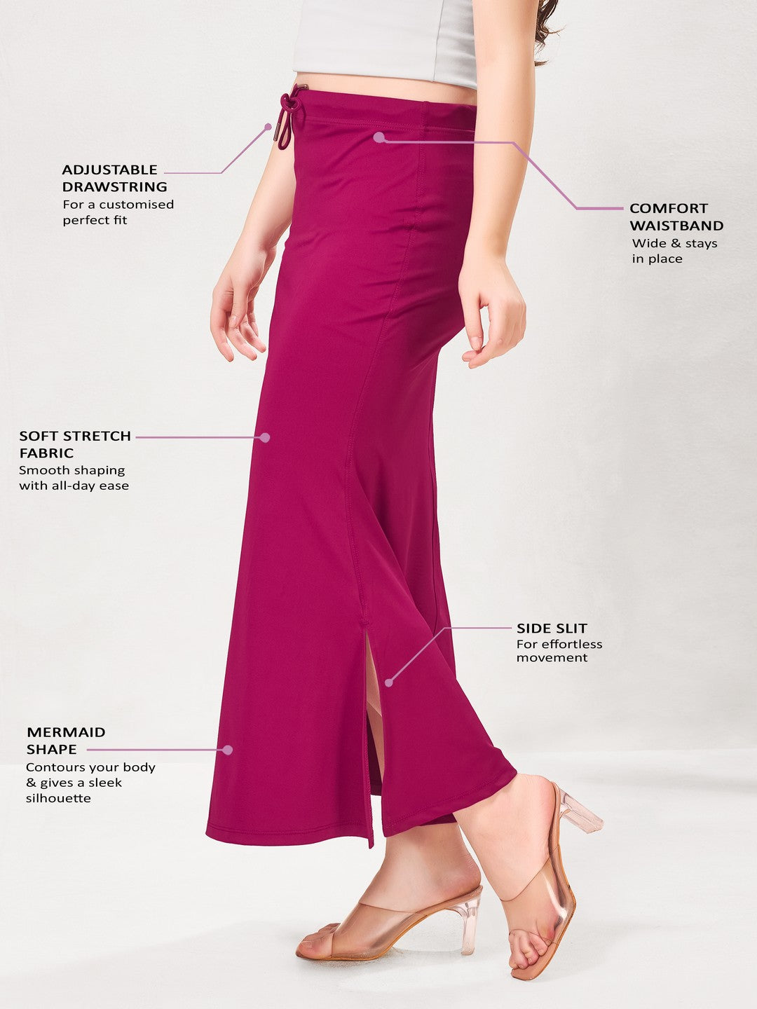 Vamas Heavy Quality Stretchable Mermaid Saree Shapewear – Magenta