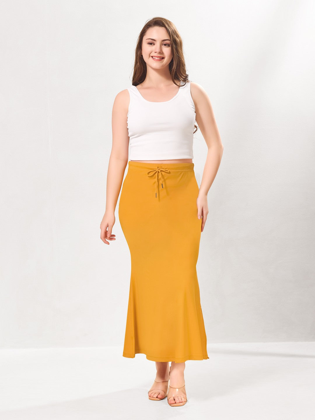 Vamas Heavy Quality Stretchable Mermaid Saree Shapewear – Mustard
