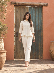 Conjunto de algodón liso blanco Flex