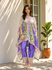 Violet Base Printed Kaftan Kurta Co-ord Set
