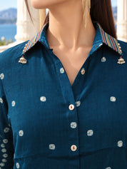 Blue Bandhani Print Co-ord Set in Crepe