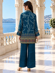 Blue Bandhani Print Co-ord Set in Crepe