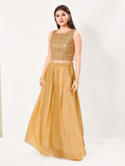 Golden Embroidery Crop Top Sleeveless