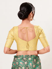 Gold Brocade Front Open Elbow Blouse