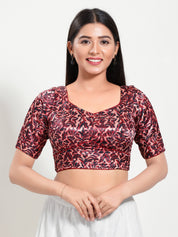 Gajji Silk Printed Paan Neck Blouse