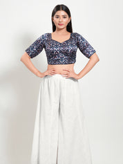 Gajji Silk Printed Paan Neck Blouse