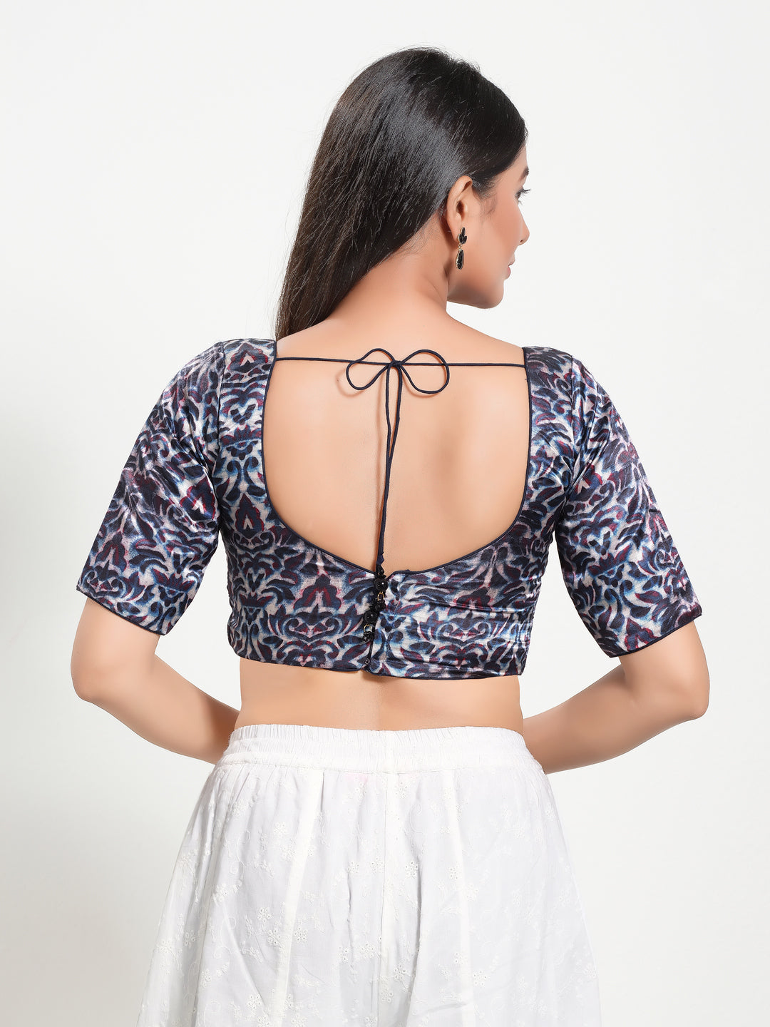 Gajji Silk Printed Paan Neck Blouse
