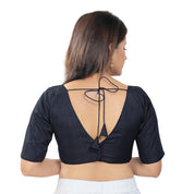 Slub Silk V Neck Solid Essential Blouse