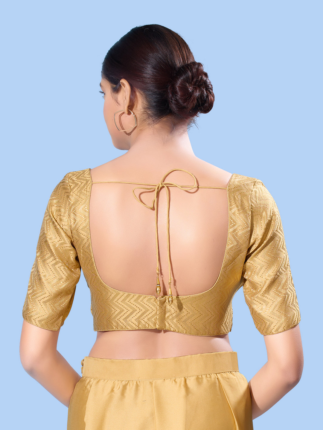Gold Brocade Zig Zag Design Blouse