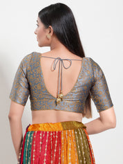 Delicate Weaved Brocade Front Open Blouse