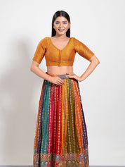 Delicate Weaved Brocade Front Open Blouse