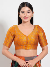 Delicate Weaved Brocade Front Open Blouse