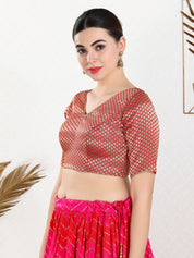 Brocade V Neck Butti Dollar Blouse