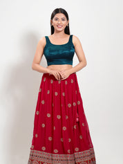 Gajji Silk Round Neck Sleeveless Blouse