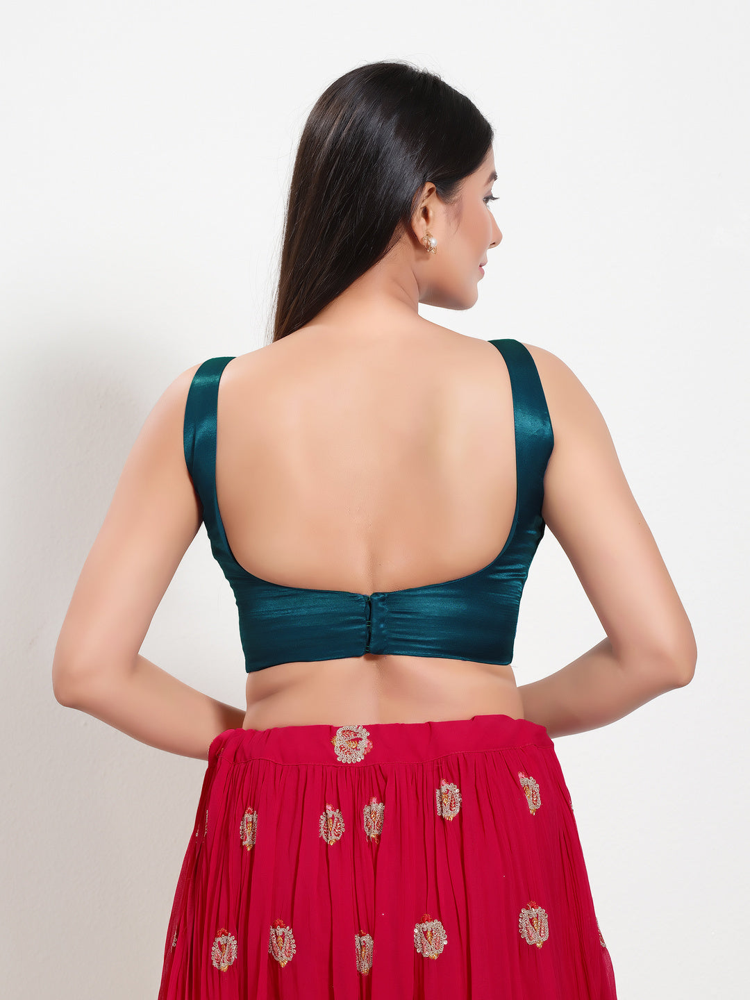 Gajji Silk Round Neck Sleeveless Blouse