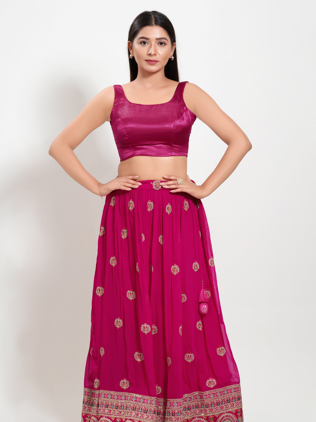 Gajji Silk Round Neck Sleeveless Blouse