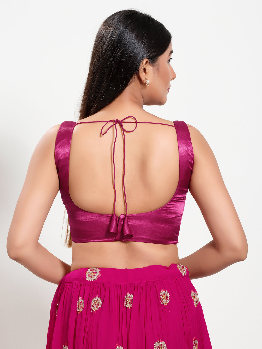 Gajji Silk Round Neck Sleeveless Blouse