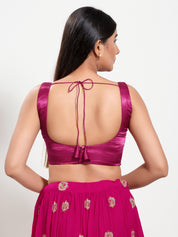 Gajji Silk Round Neck Sleeveless Blouse