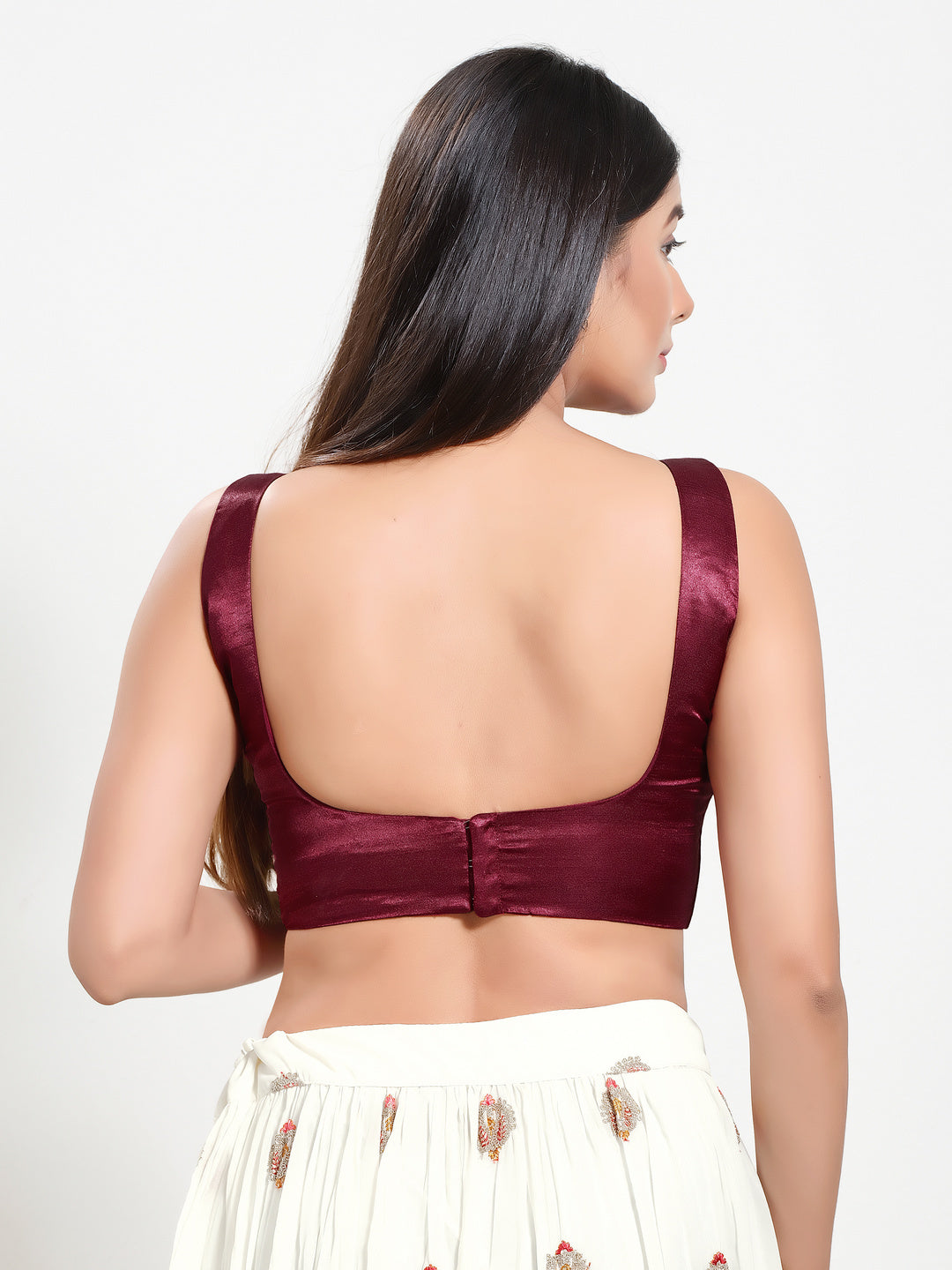 Gajji Silk Round Neck Sleeveless Blouse